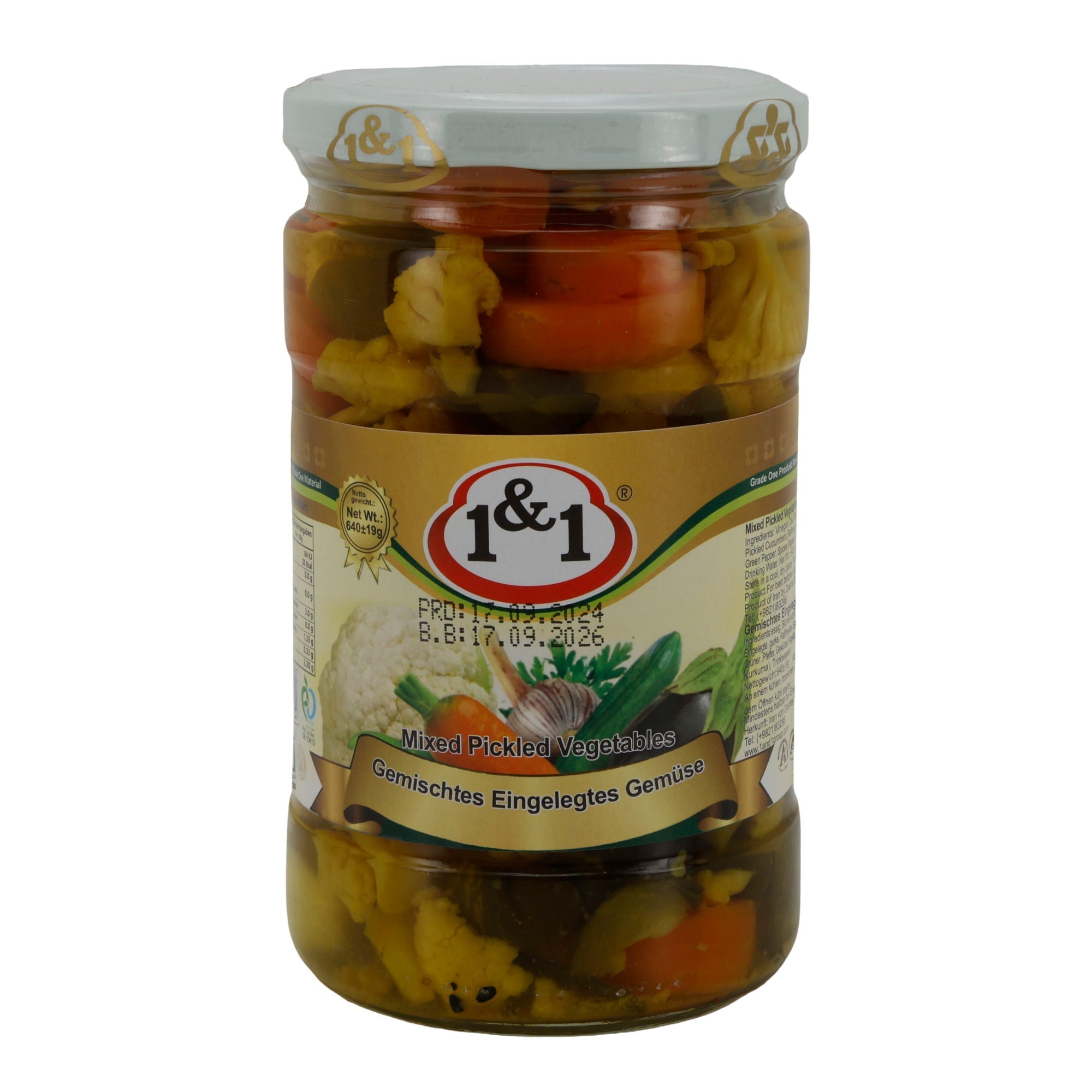 Gemischtes Gemüse 1&1 | Mixed Pickled Vegetables | Aromatisch eingelegt | 640 g Espido